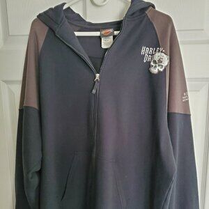 Vintage Harley Davidson Full Zip Hooded SKULL Sweatshirt XL-2XL